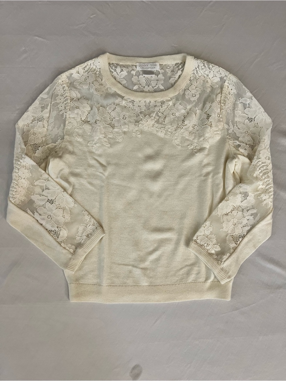 Jenny Yoo Cream Floral Lace Pullover